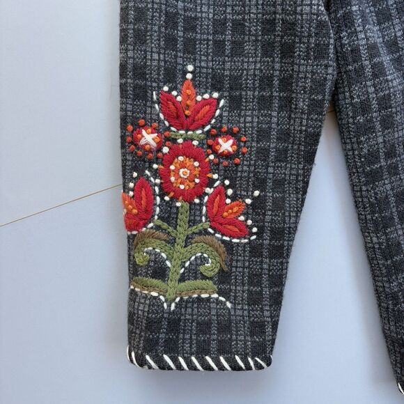 Icelandic Design Women M Wool Art-to-Wear Sweater Jacket Embroidered Cottagecore - Picture 6 of 14